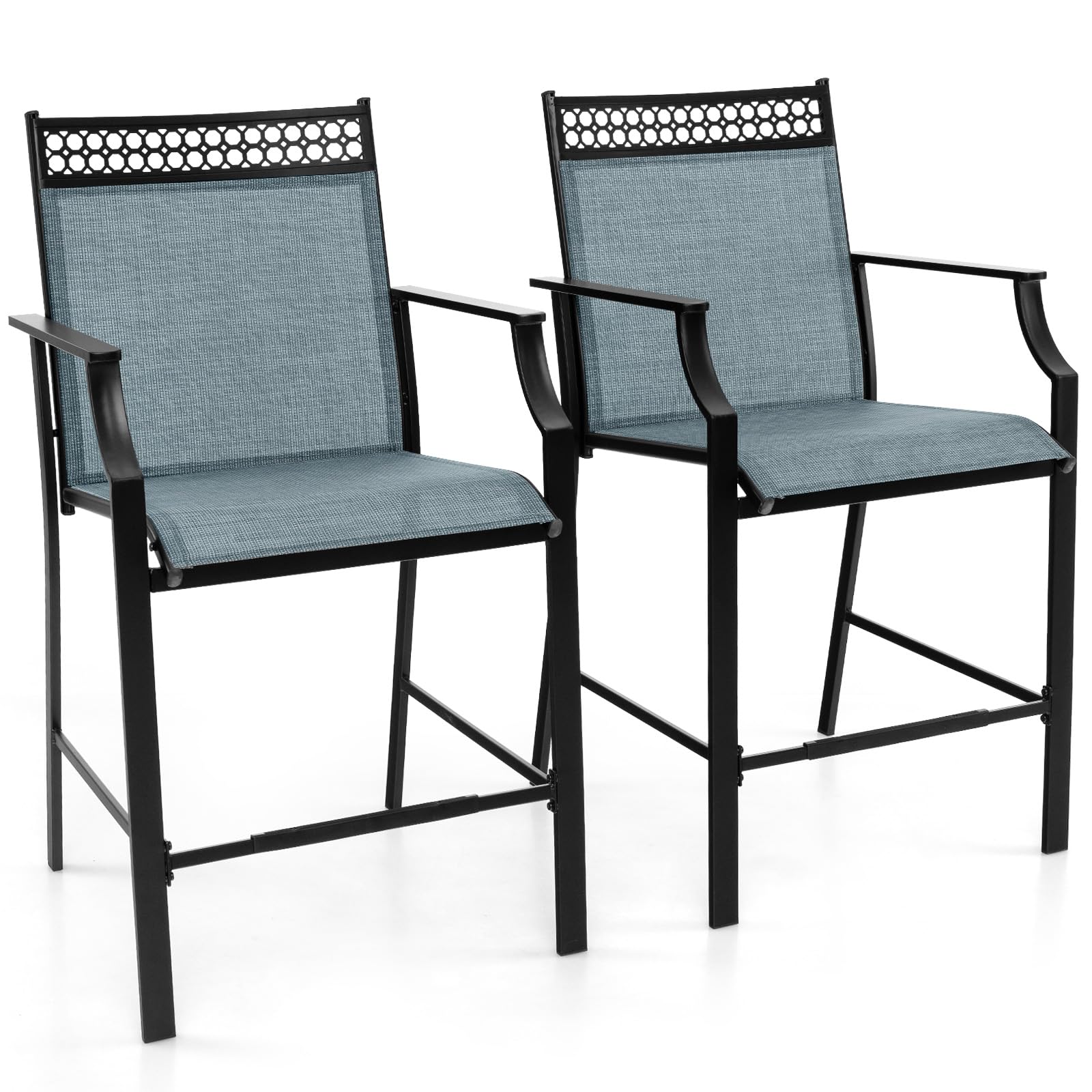 Tabourets de bar d'extérieur Tangkula lot de 2/4, tabourets et chaises de bar de terrasse robustes avec repose-pieds et accoudoirs